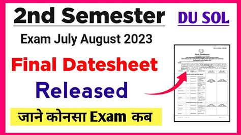 Sol Second Semester Final Datesheet Release July Exam Sol Nd