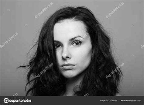 Beautiful Young Girl Black White Portrait — Stock Photo © Shilovskaya