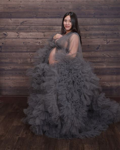 Maternity Dress For Photo Shoot Fluffy Tulle Maternity Robe Etsy