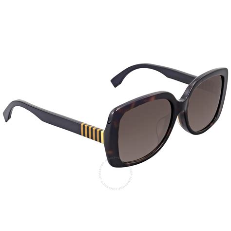 Fendi Dark Havana Square Sunglasses Fendi Sunglasses Jomashop