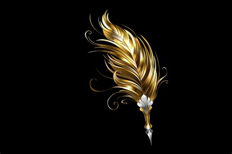 Gold Feather Pen Graphic by Blackmoon9 · Creative Fabrica