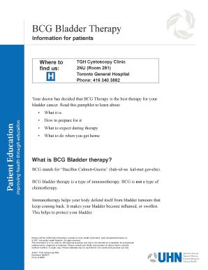 Fillable Online BCG Bladder Therapy Fax Email Print PdfFiller