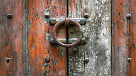 Rustic Wooden Door With Metal Knocker Premium Ai Generated Image