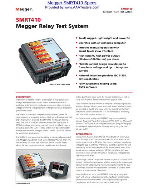 Pdf Megger Smrt Specs Aaatesters Megger Smrt Applications