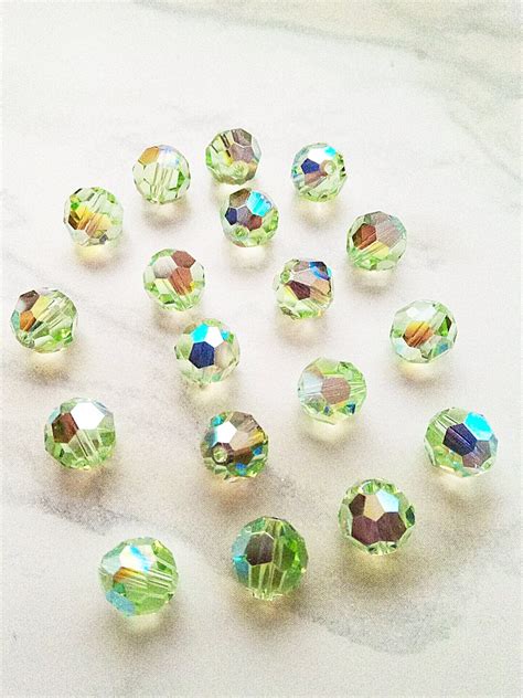 Chrysolite AB 8mm 5000 Swarovski Round Crystal Beads 6 Pieces 8mm