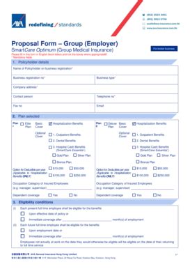 Fillable Online Proposal Form Group Employer AXA Hong Kong Fax