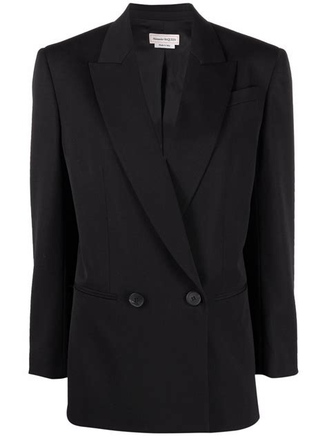 Alexander Mcqueen Double Breasted Tailored Blazer Black Farfetch Ao