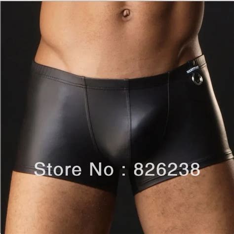 Mens High Quality Polyester Spandex Faux Leather Bulge Pouch Sexy