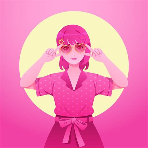 Free Vector Realistic Hot Pink Girl Illustration