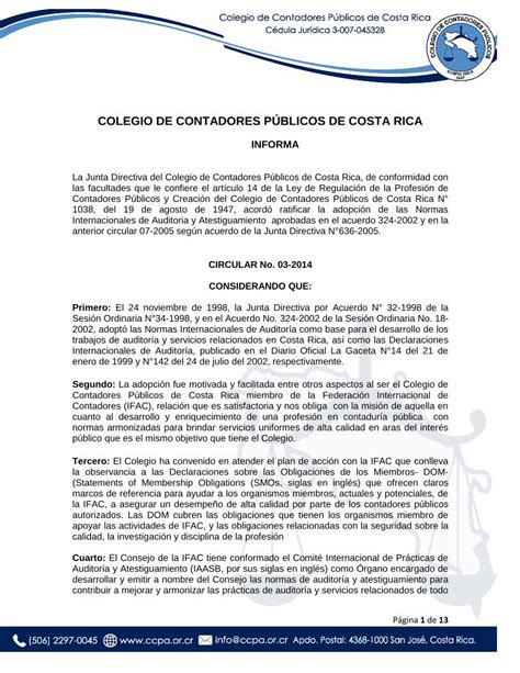 Pdf Colegio De Contadores P Blicos De Costa Rica Nia