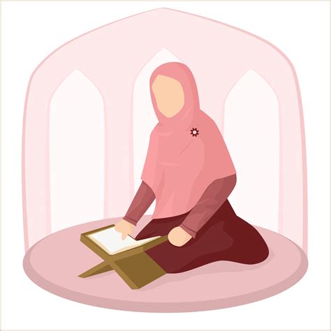 Illustration Of Muslim Woman Reading Quran Vector Art At Vecteezy