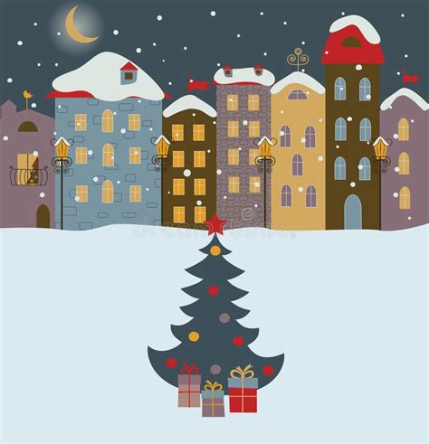 Christmas Town Stock Vector Illustration Of Church Buildings 7177606