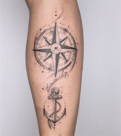 Compass And Anchor Tattoo Designs