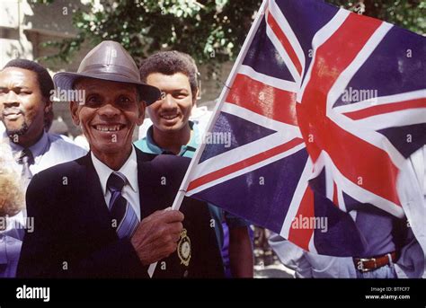 British supporter with Union Jack Flag in Cape Town, SOUTH AFRICA Stock ...