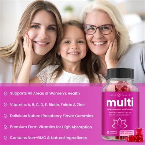 Womens Multivitamin Gummies Vitamins A B C D E Biotin Folic