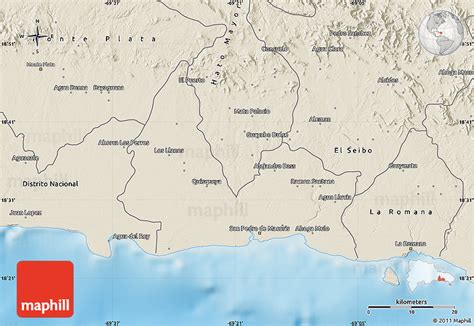 Shaded Relief Map of San Pedro De Macoris