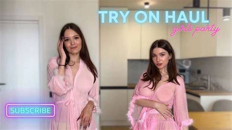4K TRANSPARENT Lingerie Try On Haul With My Friend See Through No Bra YTboob