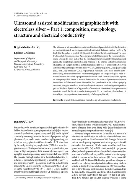 Pdf Ultrasound Assisted Modification Of Graphite Felt With