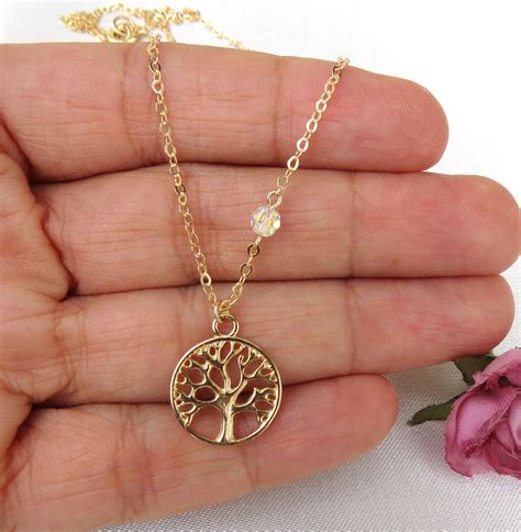 Tree Of Life Necklace 14kt Gold Filled Necklace Small Gold Etsy