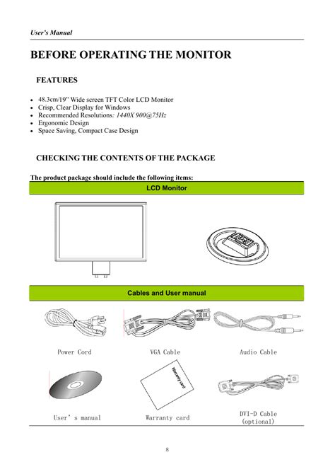 Before Operating The Monitor Hanns G Hw User Manual Page