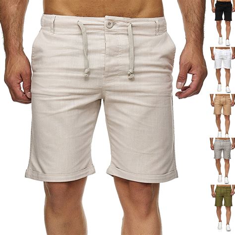 Reslad Leinen Hose Kurze Herren Hose Stoffhose Sommer Shorts Rs