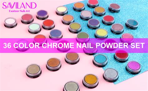 Pcs Saviland Mirror Chrome Nail Powder Set Metallic Holographic