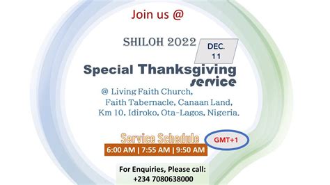 Shiloh Thanksgiving Service Th December Living Faith