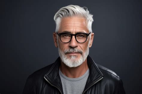 Premium Photo Portrait Of Handsome Mature Man With Grey Hair And