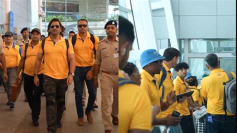 Video Ms Dhoni S Mass Entry As Csk Players Arrive In Mumbai Ahead Of