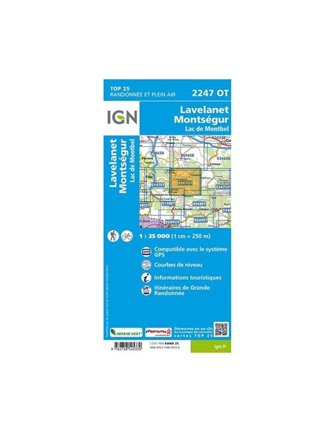 Carte Ign Lavelanet Montsegur Lac Montbel 1 Livraison