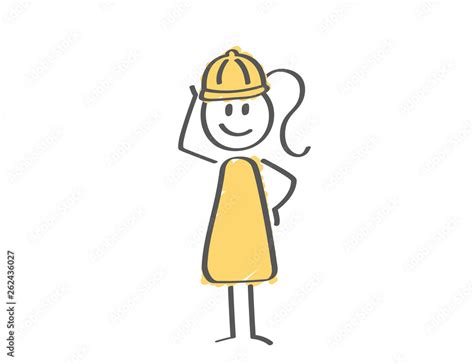 Stick Figure Woman Construction Worker Stock Vector Adobe Stock