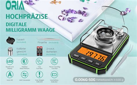 ORIA Feinwaage 0 001g Digitale Milligramm Waage 50g 0 001g Digitale