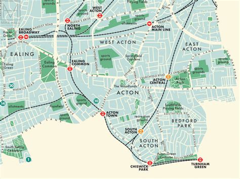 Ealing (London borough) retro map giclee print – Mike Hall Maps ...