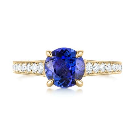 14k Yellow Gold Custom Tanzanite And Diamond Engagement Ring 103340