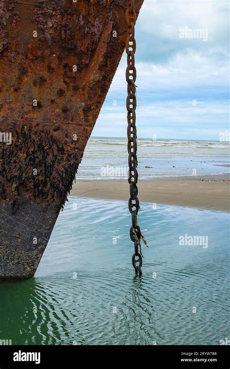 Abandoned Aground Commercial Ship At Cabo San Pablo Beach Tierra Del