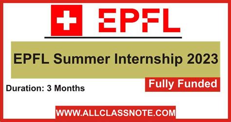 Epfl Summer Internship 2023 Fully Funded