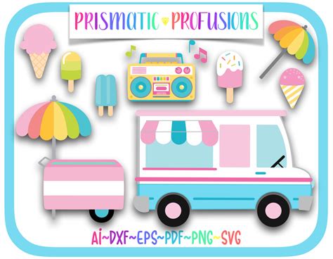 Ice Cream Truck SVG, Ice Cream Truck Clipart By Prismatic Profusions ...