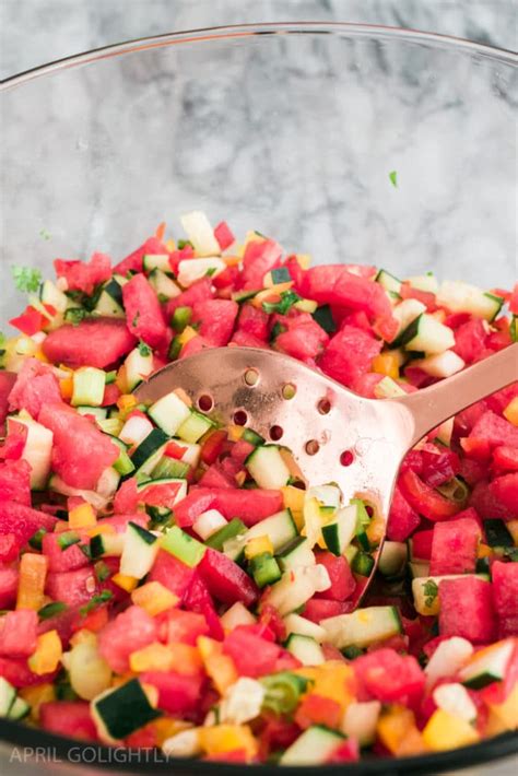 Fresh Watermelon Salsa With Cucumbers And Peppers April Golightly