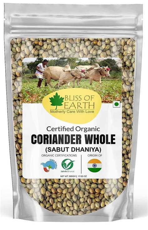 Dried Bliss Of Earth Organic Whole Coriander Seeds Sabut Dhaniya Gm