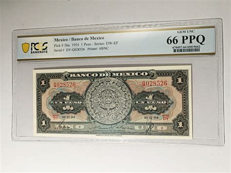 Mexico Peso Series Dw Ef Banknote Graded Gem Unc Ppq By