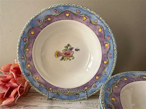 Vintage Sango The Birds And The Bees Rim Soup Bowl Set Etsy