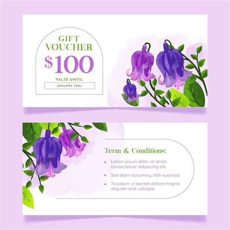 Premium Vector Voucher With Flower Watercolor Illustration