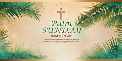 Happy Palm Sunday Poster Template With Beautiful View Premium Ai