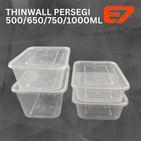 Jual Thinwall Persegi Container Kotak Plastik Box Makan 500ml 650ml