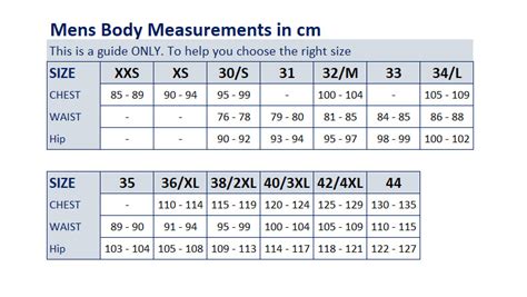 Sizing Guides Sizing Thomas Cook