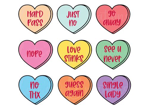 Sarcastic Conversation Hearts Png Instant Download Etsy