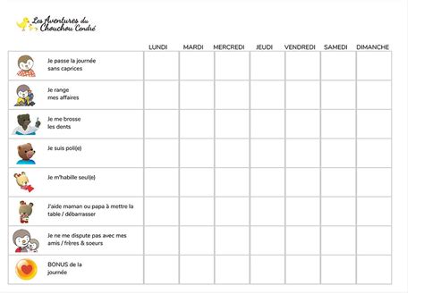 Permet De Générer Gratuitement Un Tableau De Comportement Récompenses