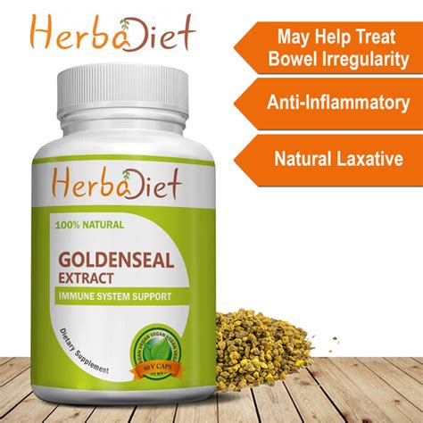 Goldenseal Root Extract Capsules Berberine Hydrastine Alkaloids Immune Support Herbadiet