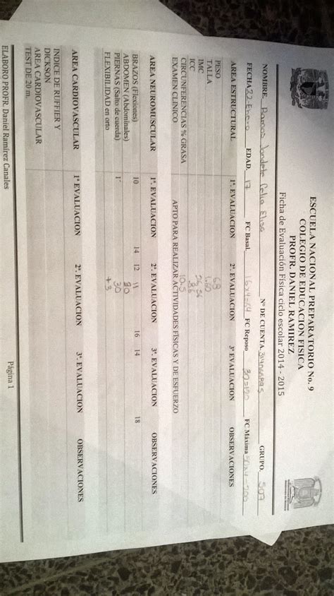 Educaci N F Sica Iv Enp Fichaa De Evaluacion