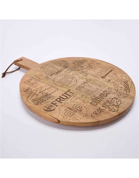 Mud Pie Charcuterie Wood Lazy Susan With Etched Charcuterie Guide